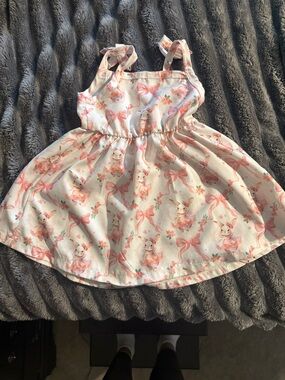 Baby Girl Bunny Easter Dress 9–12 Months Pink Floral Sleeveless Spring